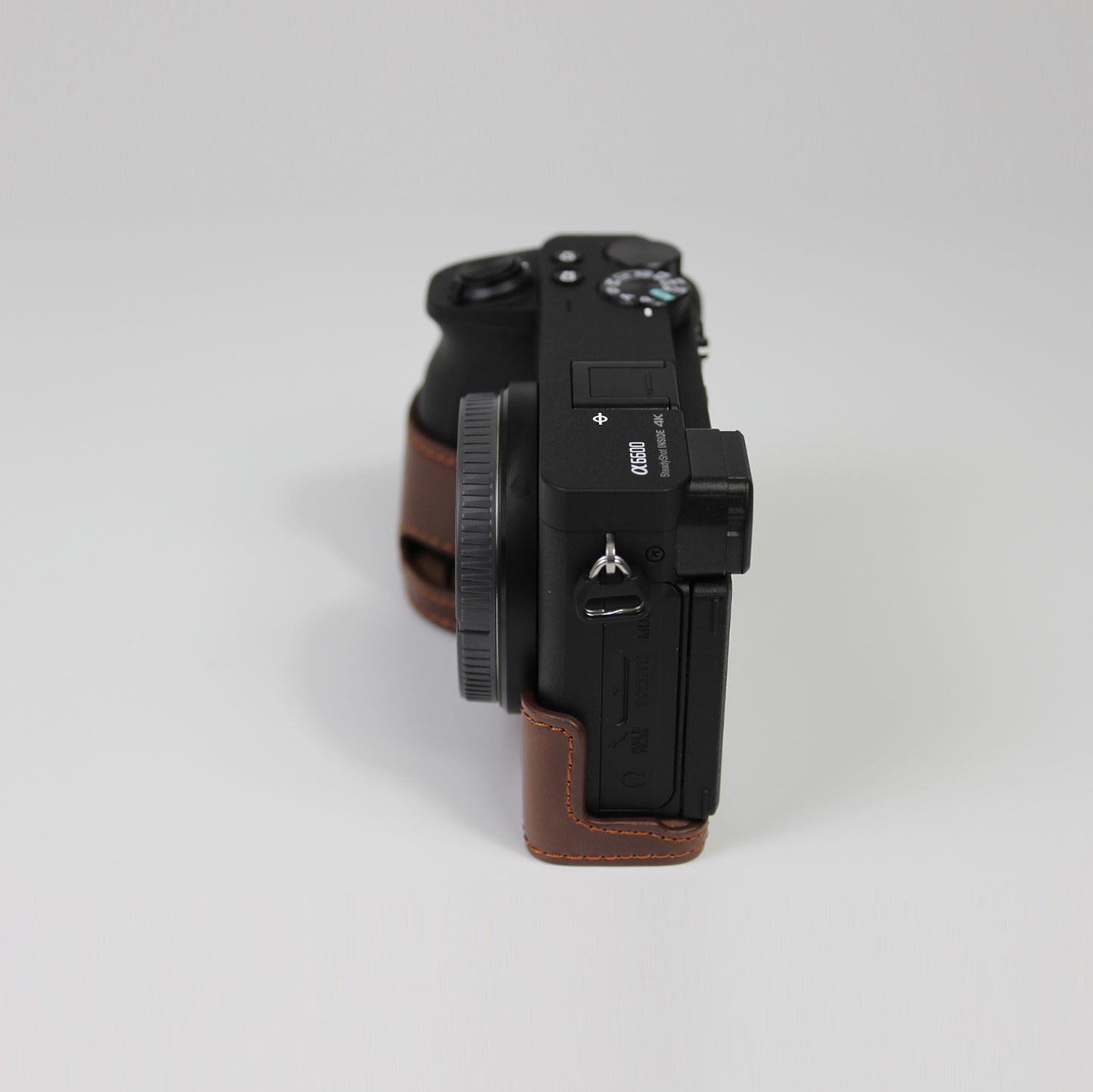 PU Leather Camera Protection Base Protection Semi-Case for Sony A6600 - Coffee