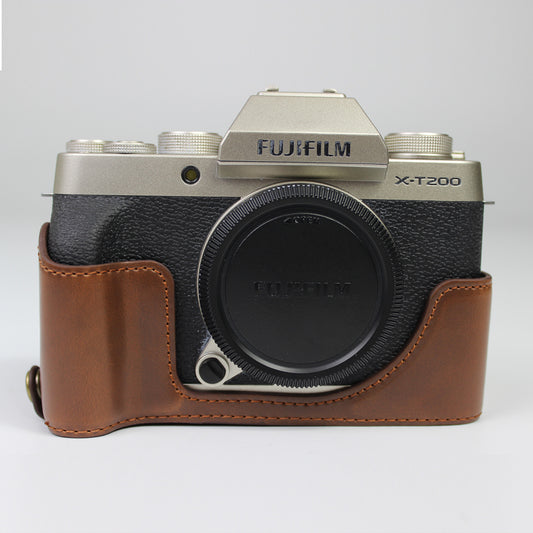 PU Leather Camera Half Cover Case for Fujifilm Fuji X-T200/XT200 - Coffee