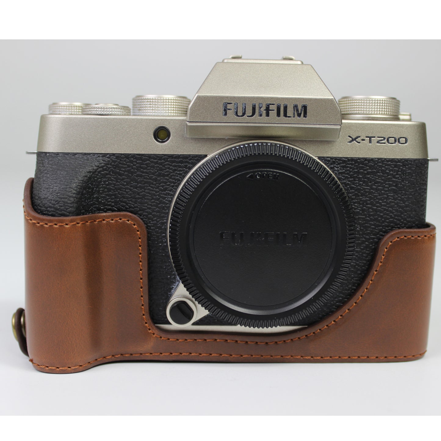 PU Leather Camera Half Cover Case for Fujifilm Fuji X-T200/XT200 - Coffee