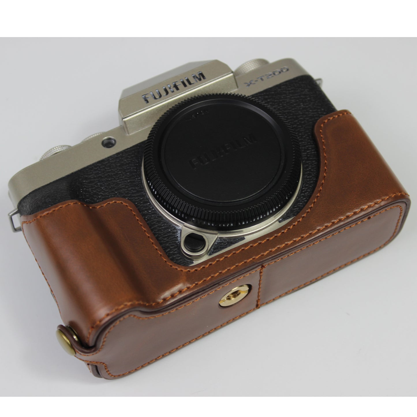 PU Leather Camera Half Cover Case for Fujifilm Fuji X-T200/XT200 - Coffee
