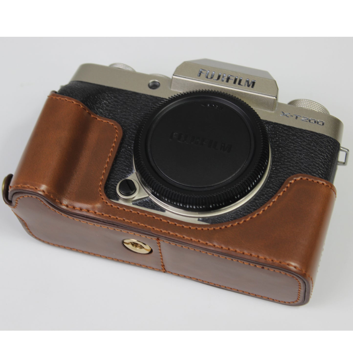 PU Leather Camera Half Cover Case for Fujifilm Fuji X-T200/XT200 - Coffee