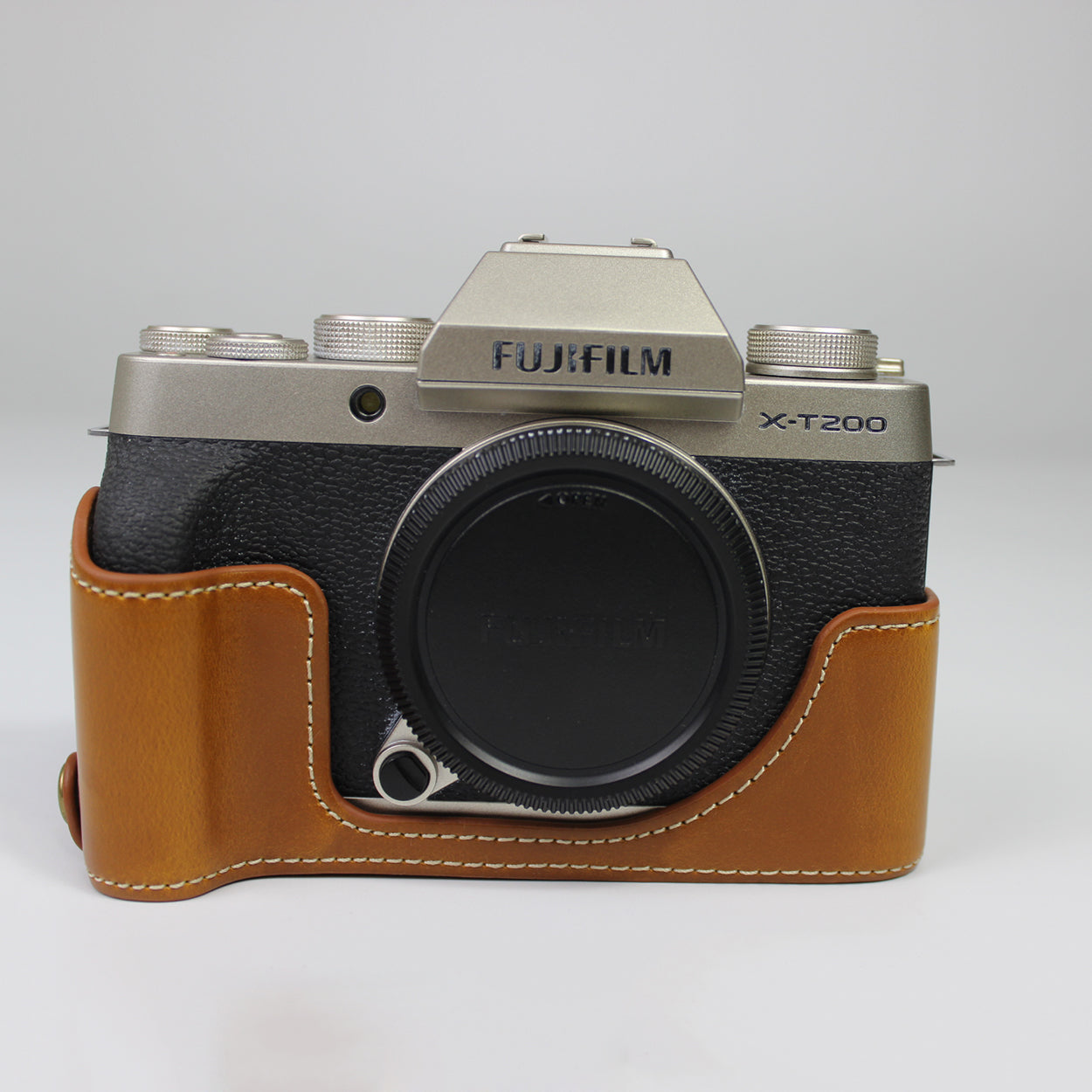 PU Leather Camera Half Cover Case for Fujifilm Fuji X-T200/XT200 - Brown
