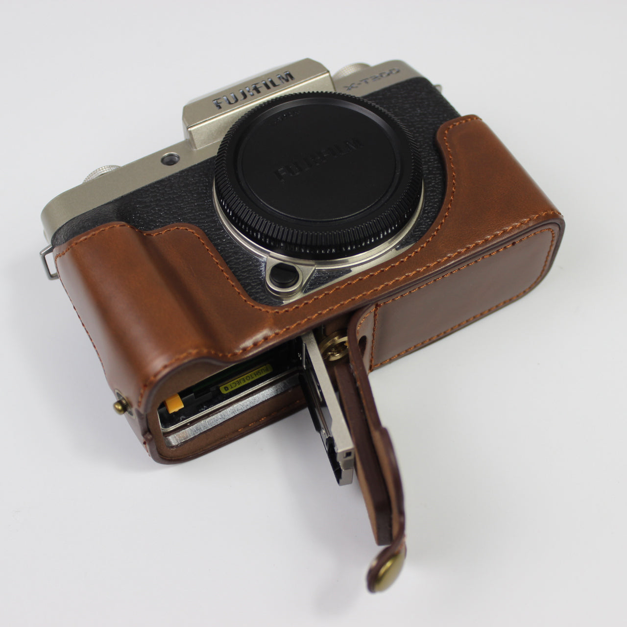 PU Leather Camera Half Cover Case for Fujifilm Fuji X-T200/XT200 - Brown