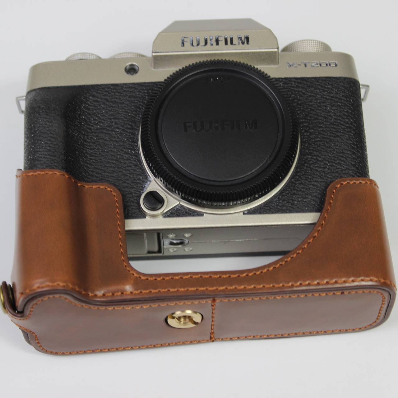 PU Leather Camera Half Cover Case for Fujifilm Fuji X-T200/XT200 - Brown