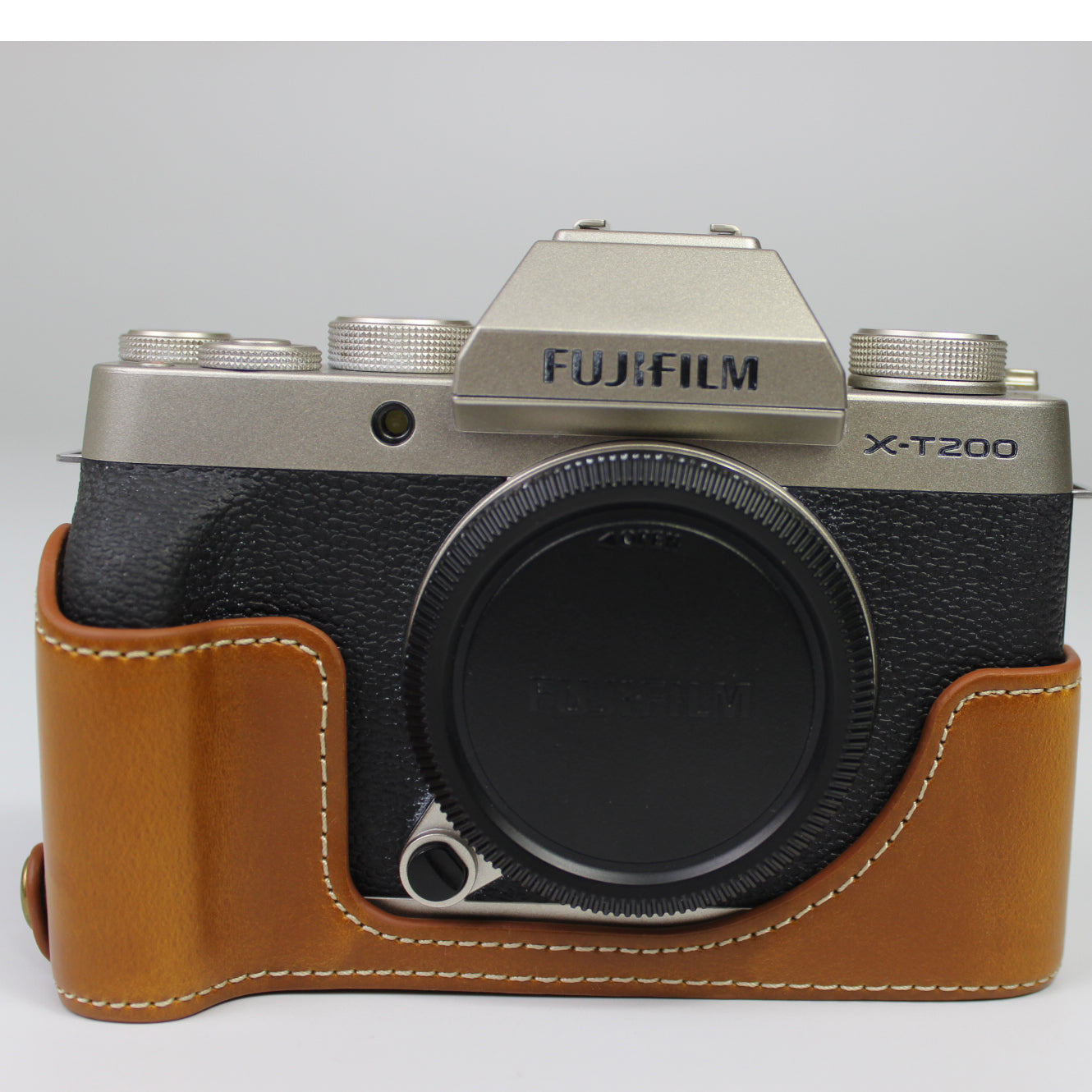 PU Leather Camera Half Cover Case for Fujifilm Fuji X-T200/XT200 - Brown