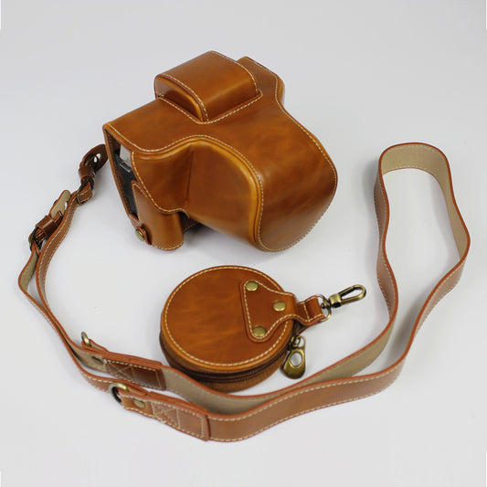 PU Leather Half Camera Case Cover for Fujifilm Fuji X-T200 - Brown