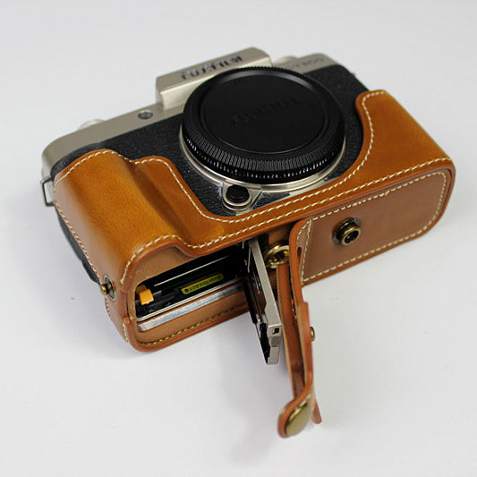 PU Leather Half Camera Case Cover for Fujifilm Fuji X-T200 - Brown