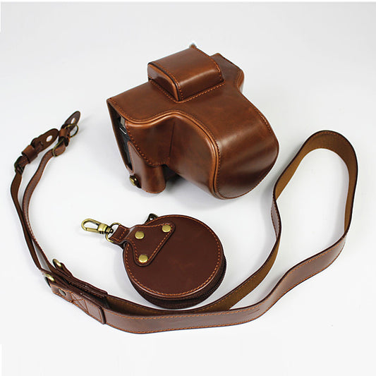 PU Leather Half Camera Case Cover for Fujifilm Fuji X-T200 - Coffee