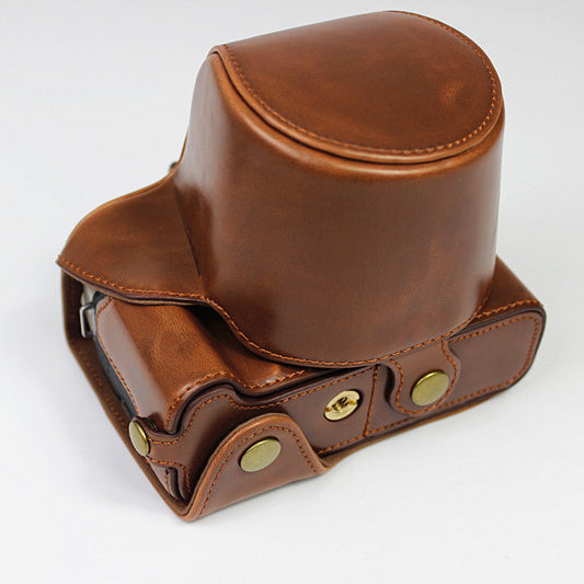 PU Leather Half Camera Case Cover for Fujifilm Fuji X-T200 - Coffee