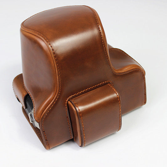PU Leather Half Camera Case Cover for Fujifilm Fuji X-T200 - Coffee