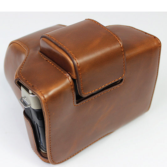 PU Leather Half Camera Case Cover for Fujifilm Fuji X-T200 - Coffee