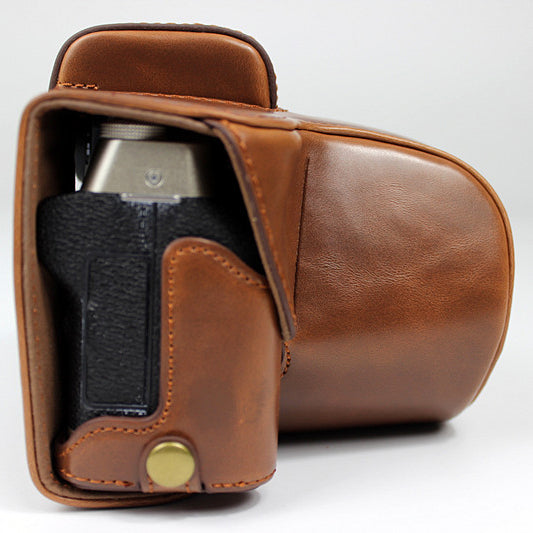 PU Leather Half Camera Case Cover for Fujifilm Fuji X-T200 - Coffee