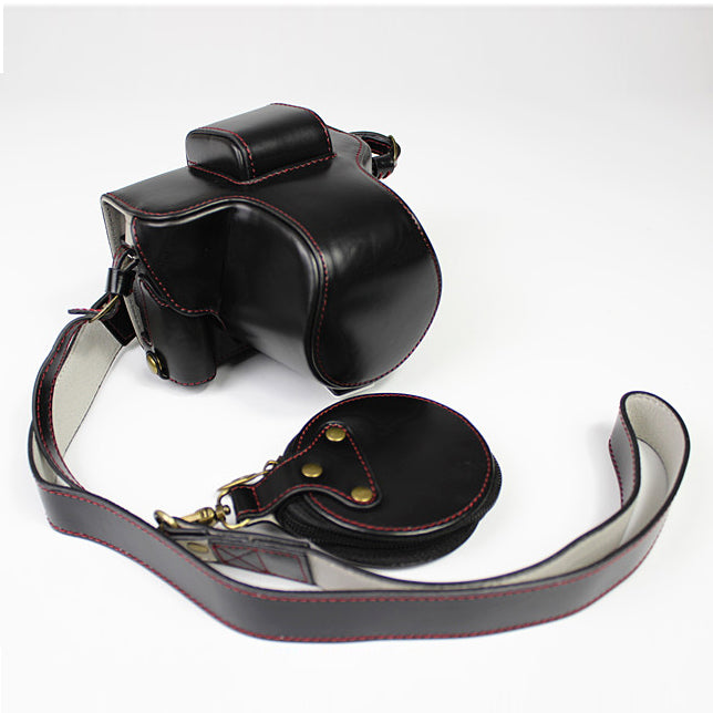 PU Leather Half Camera Case Cover for Fujifilm Fuji X-T200 - Black