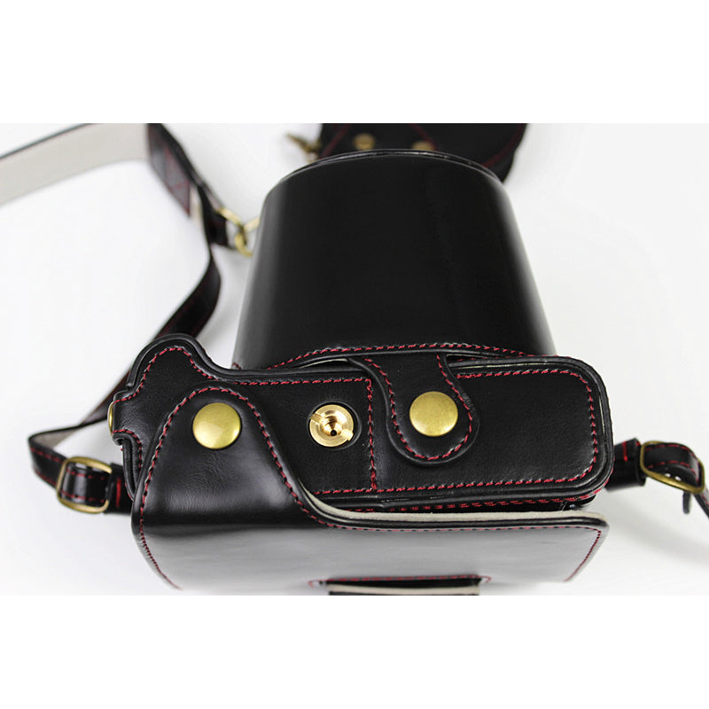 PU Leather Half Camera Case Cover for Fujifilm Fuji X-T200 - Black
