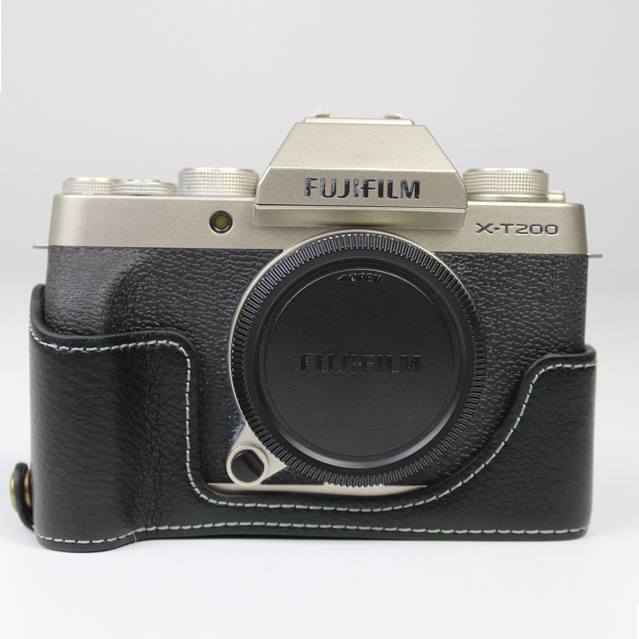 Genuine Leather Camera Half Case for Fujifilm Fuji X-T200/XT200 - Black