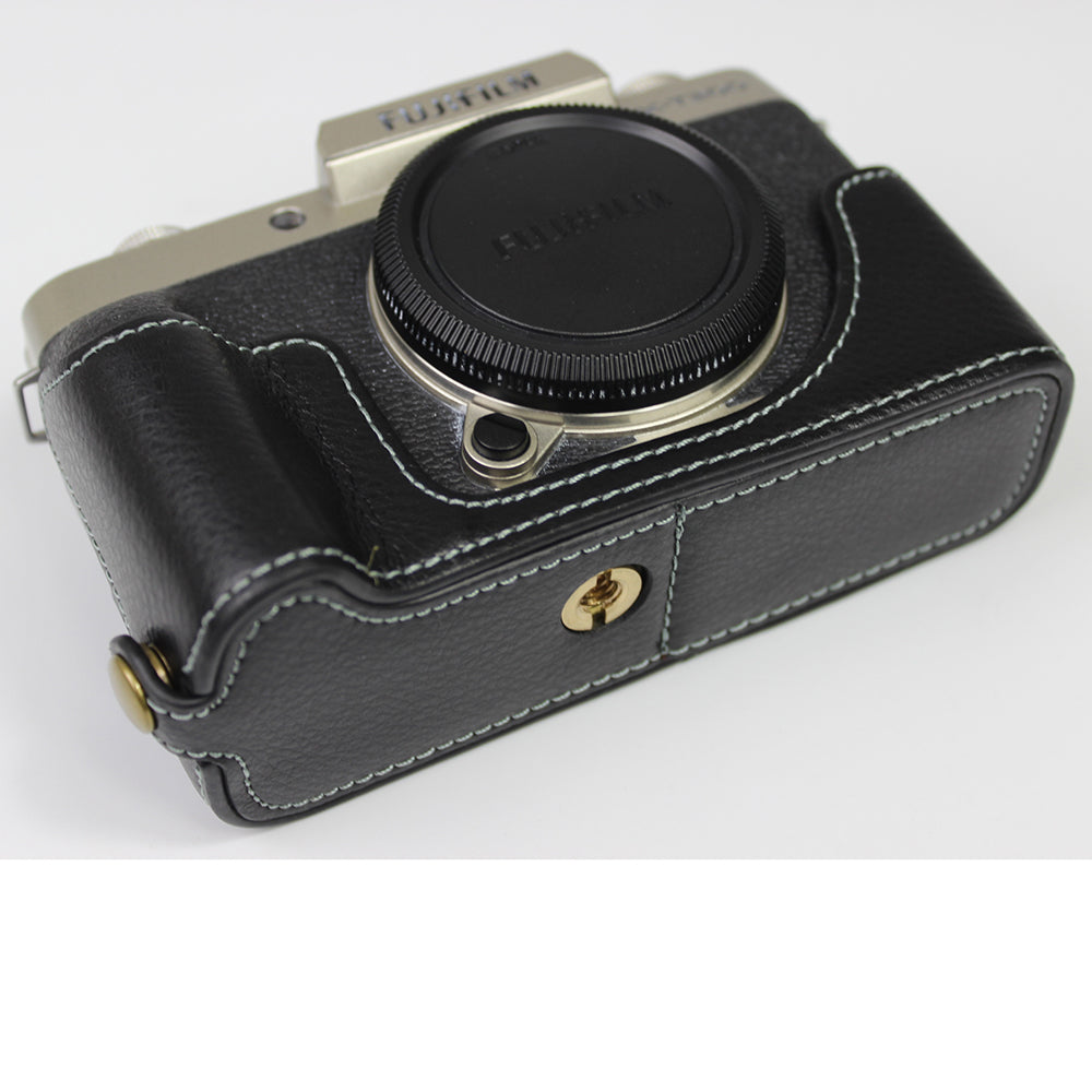 Genuine Leather Camera Half Case for Fujifilm Fuji X-T200/XT200 - Black