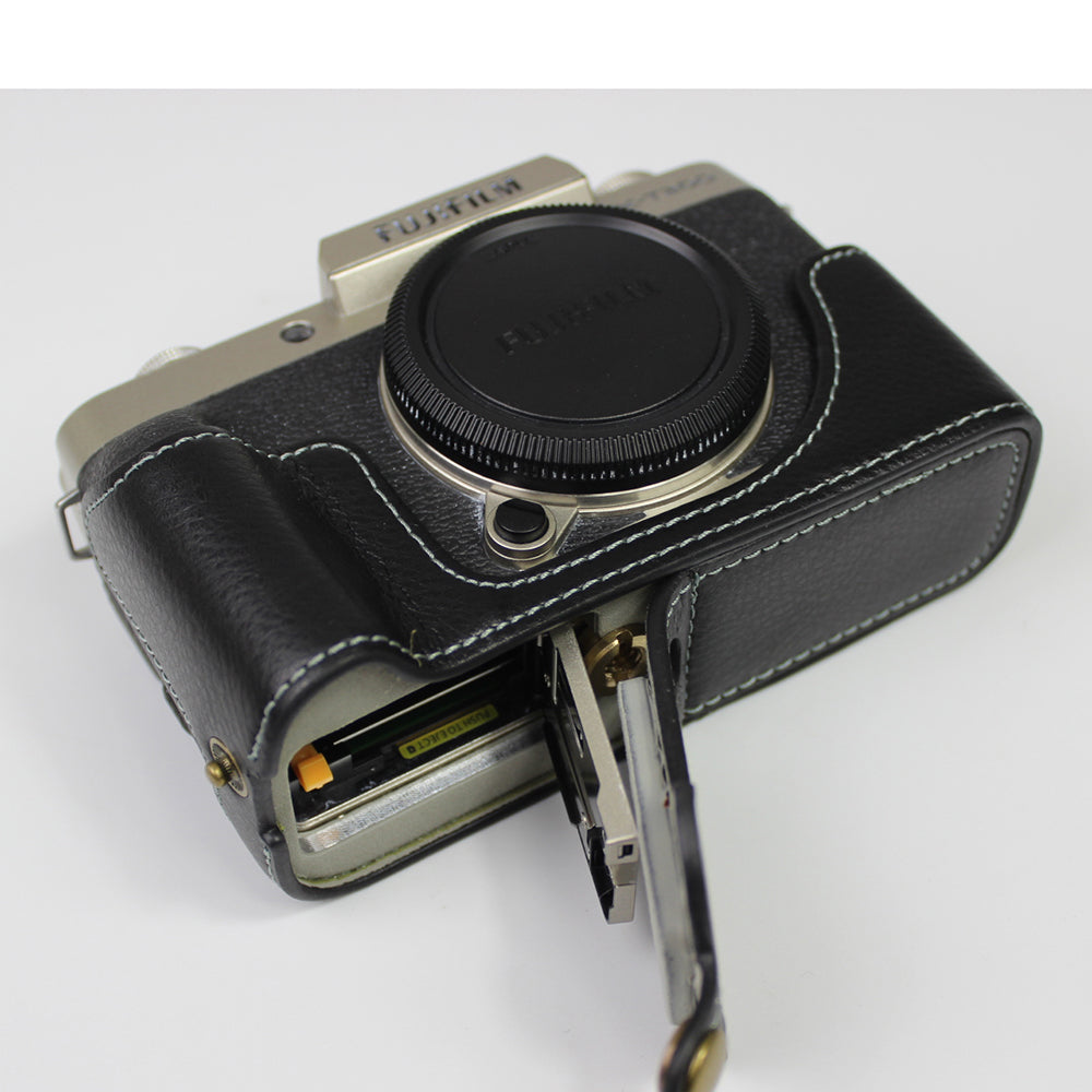 Genuine Leather Camera Half Case for Fujifilm Fuji X-T200/XT200 - Black