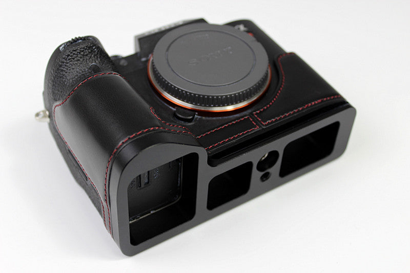 PU Leather Camera Half Case Cover for Sony A7R4 / A9 II - Black
