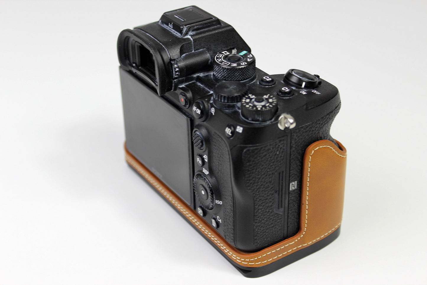 PU Leather Camera Half Case Cover for Sony A7R4 / A9 II - Brown