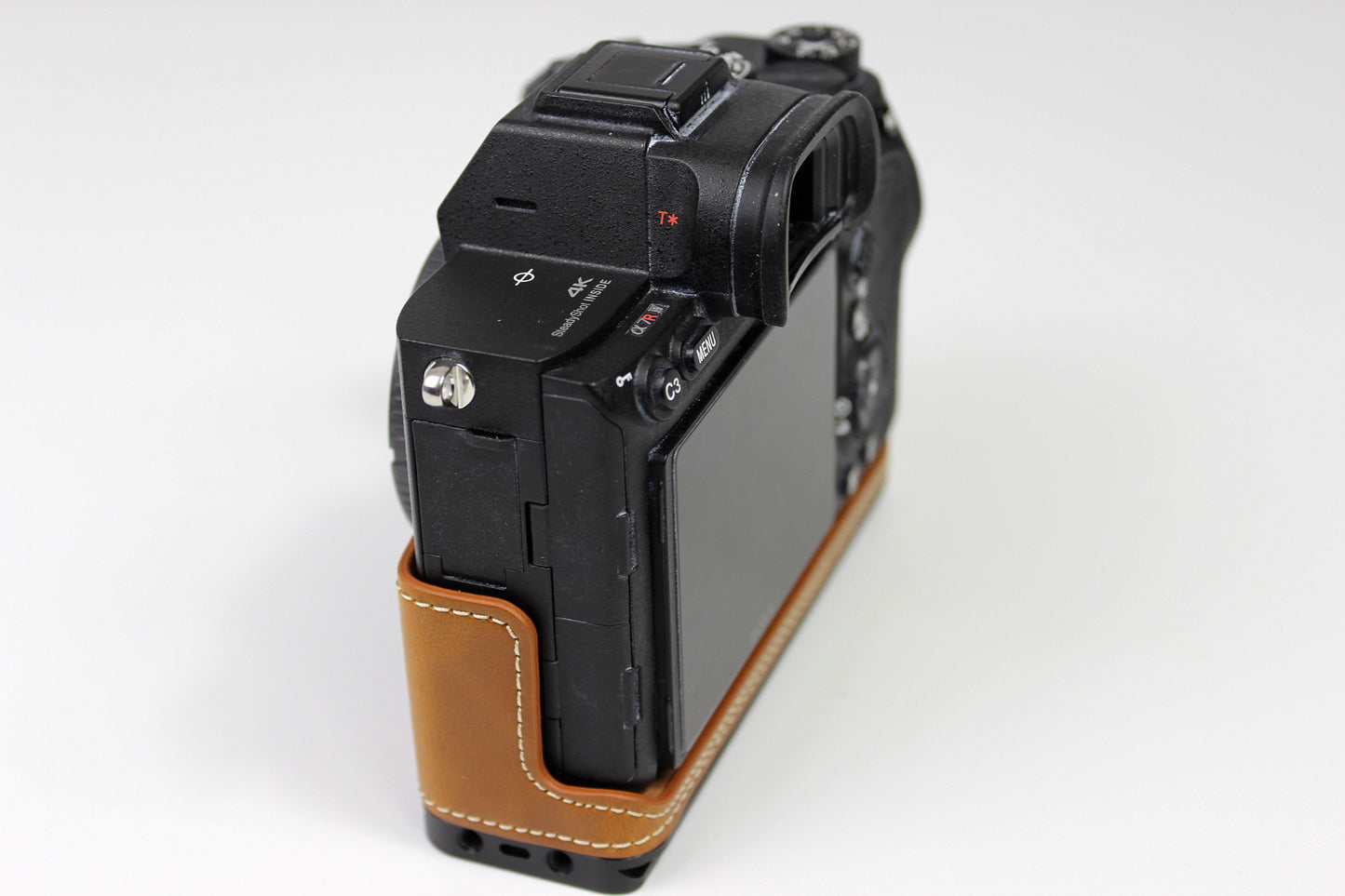 PU Leather Camera Half Case Cover for Sony A7R4 / A9 II - Brown