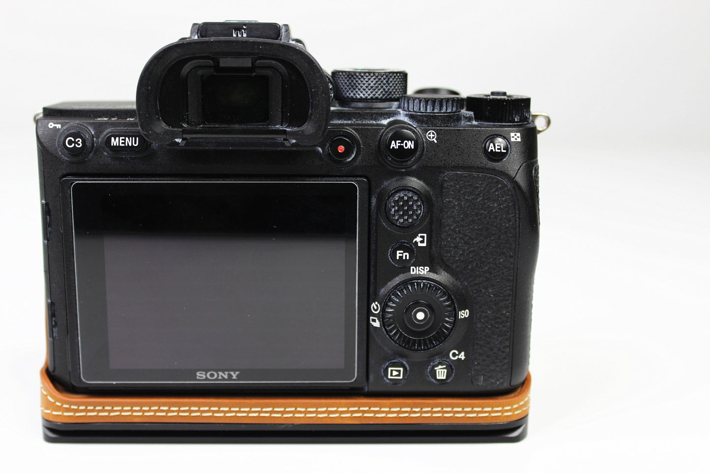 PU Leather Camera Half Case Cover for Sony A7R4 / A9 II - Brown