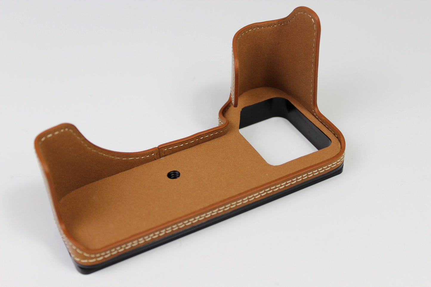 PU Leather Camera Half Case Cover for Sony A7R4 / A9 II - Brown