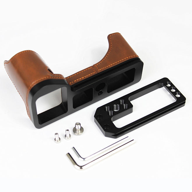 PU Leather Camera Half Case Cover for Sony A7R4 / A9 II - Coffee