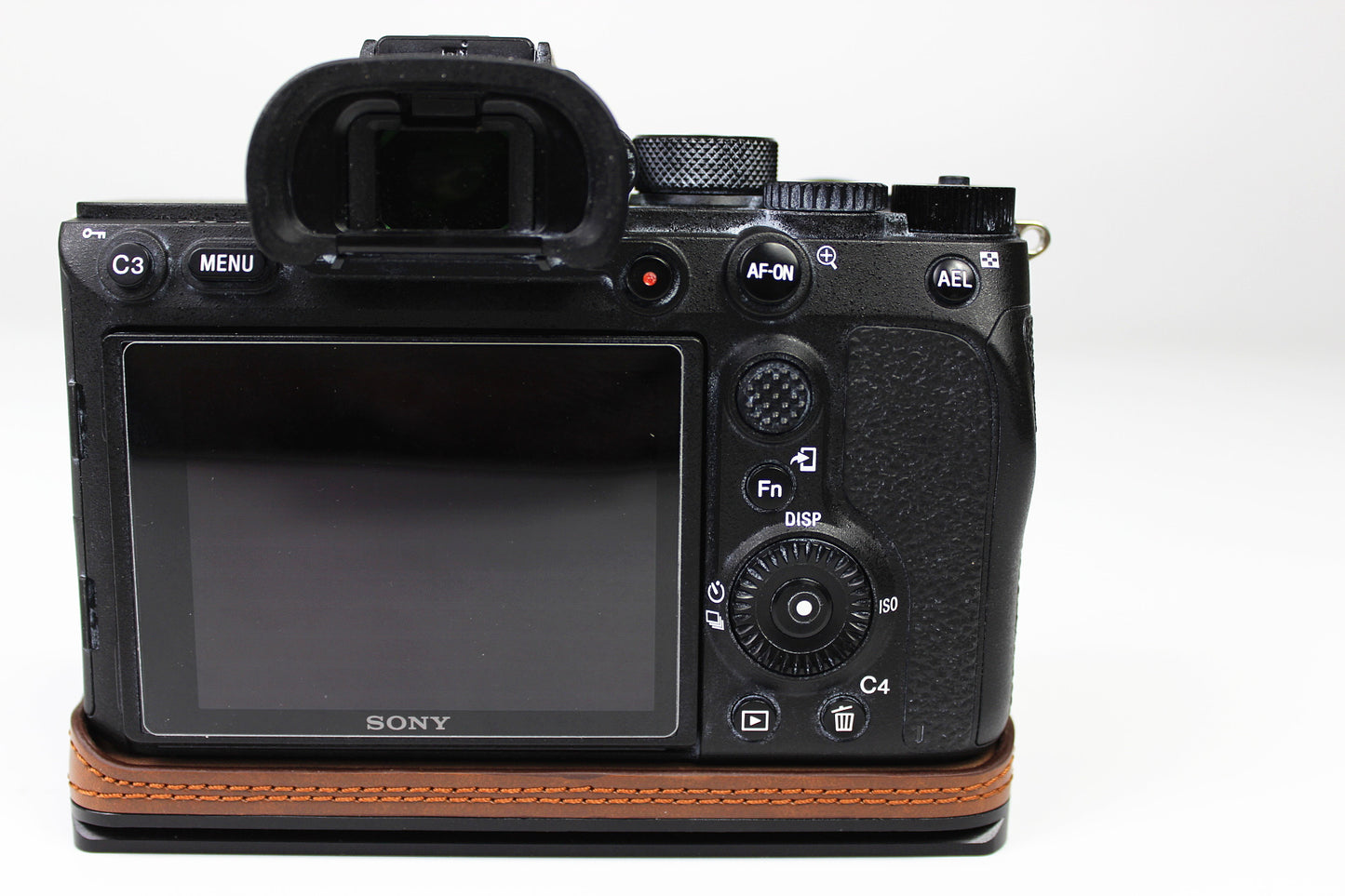 PU Leather Camera Half Case Cover for Sony A7R4 / A9 II - Coffee