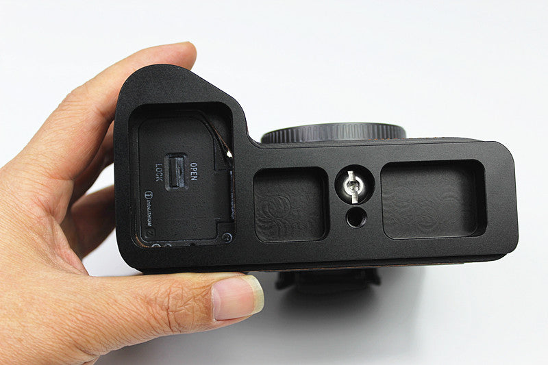 PU Leather Camera Half Case Cover for Sony A7R4 / A9 II - Coffee