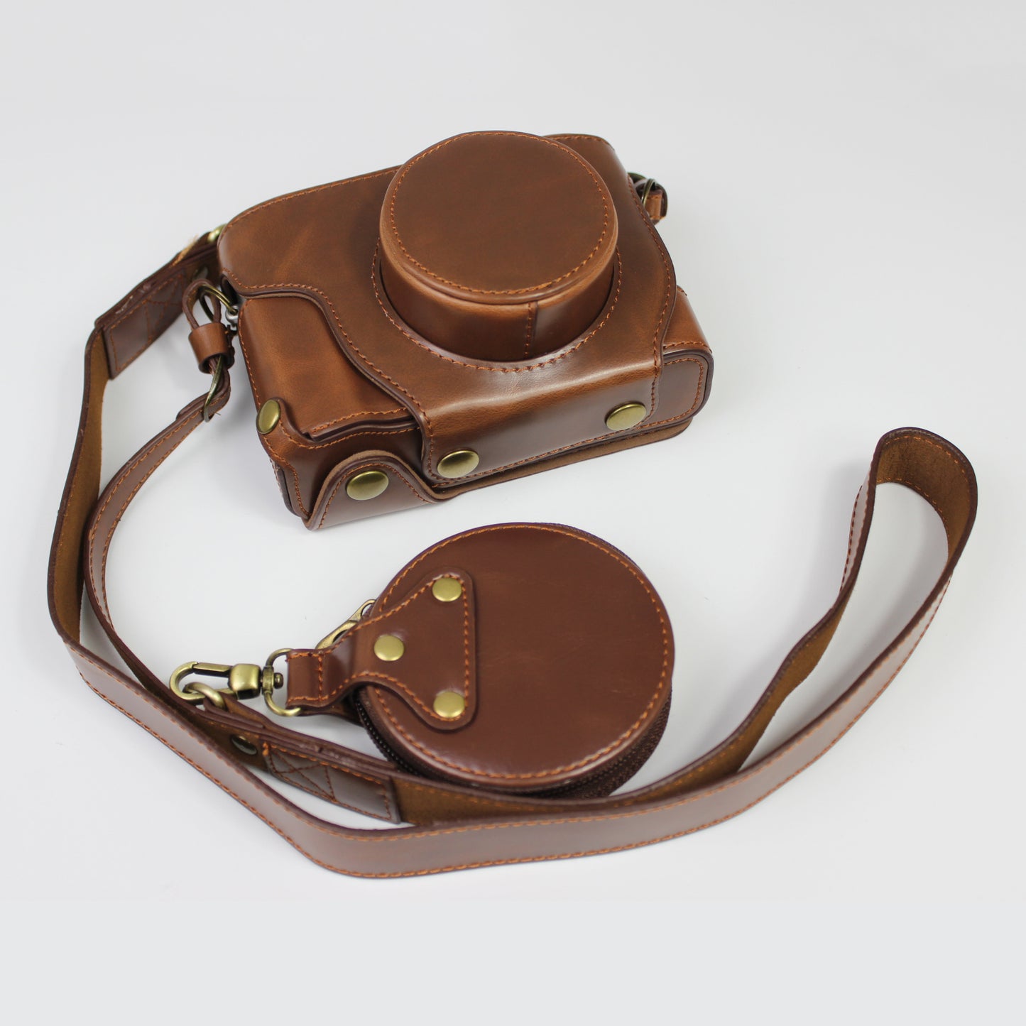 PU Leather Half Camera Case Bag Protector for Fujifilm Fuji X100V - Coffee