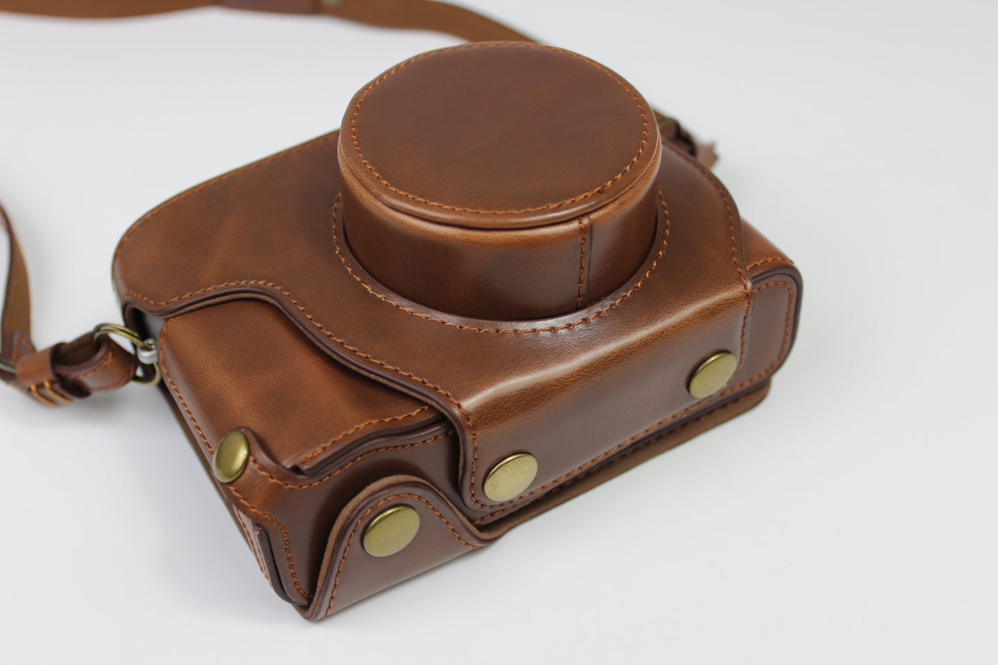 PU Leather Half Camera Case Bag Protector for Fujifilm Fuji X100V - Coffee
