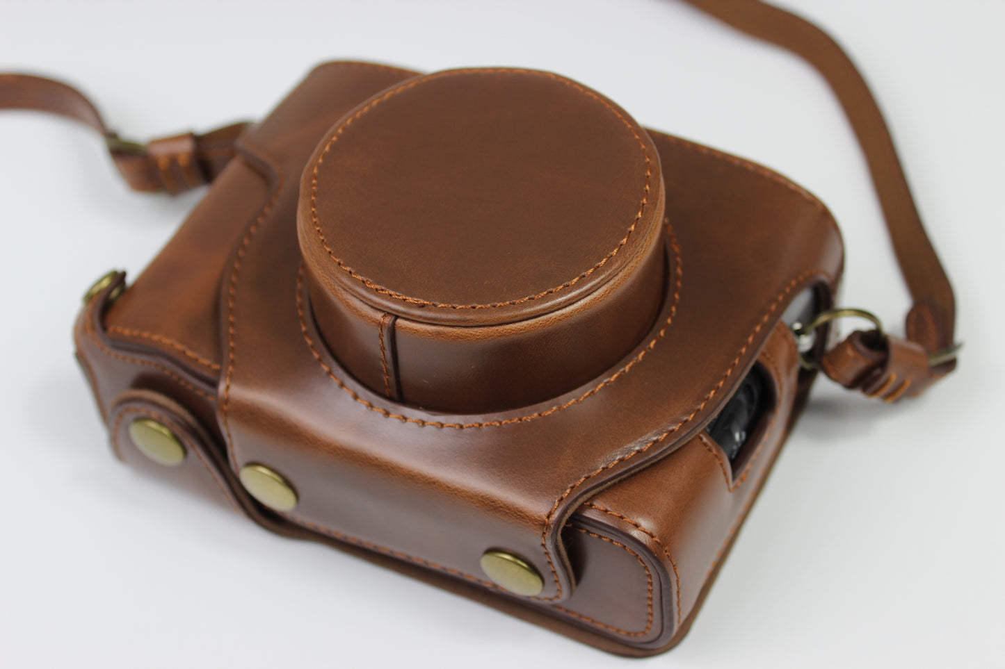 PU Leather Half Camera Case Bag Protector for Fujifilm Fuji X100V - Coffee