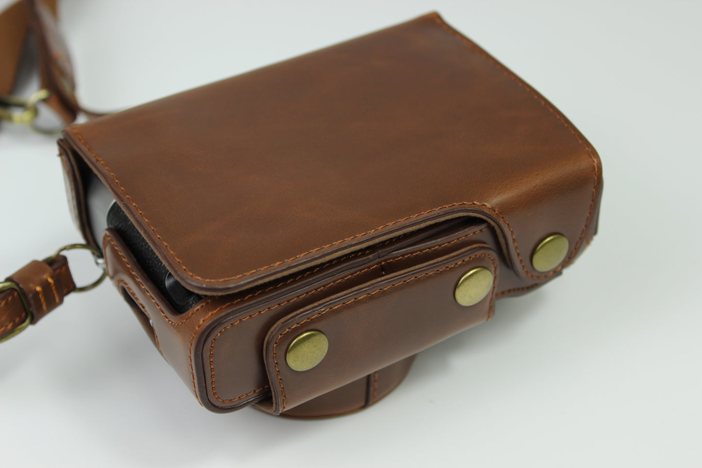 PU Leather Half Camera Case Bag Protector for Fujifilm Fuji X100V - Coffee