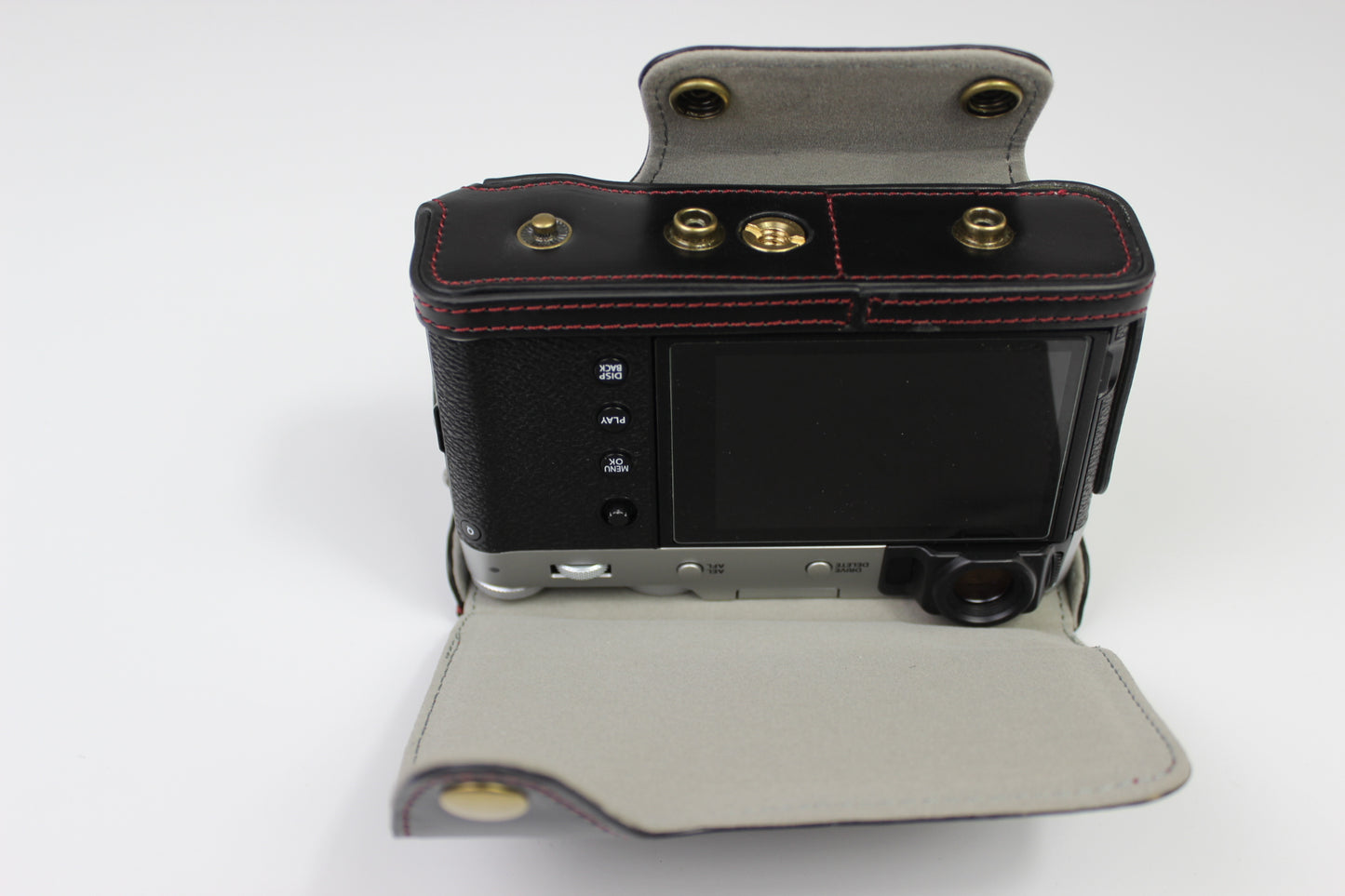 PU Leather Half Camera Case Bag Protector for Fujifilm Fuji X100V - Black