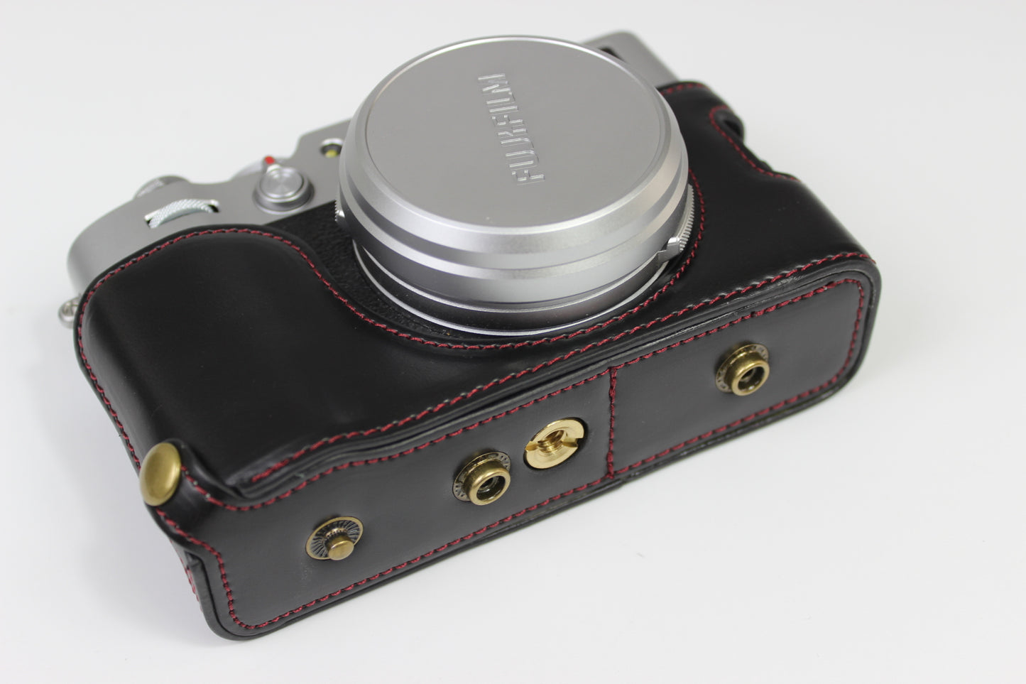 PU Leather Half Camera Case Bag Protector for Fujifilm Fuji X100V - Black
