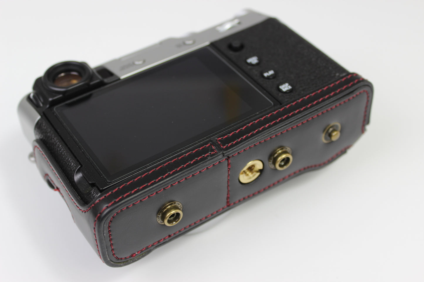 PU Leather Half Camera Case Bag Protector for Fujifilm Fuji X100V - Black