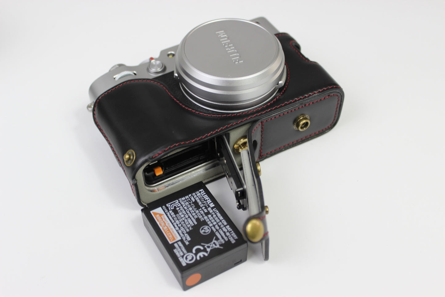 PU Leather Half Camera Case Bag Protector for Fujifilm Fuji X100V - Black