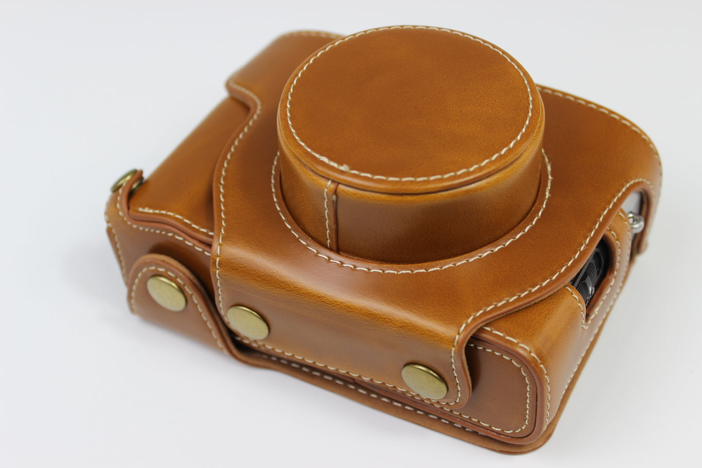 PU Leather Half Camera Case Bag Protector for Fujifilm Fuji X100V - Brown