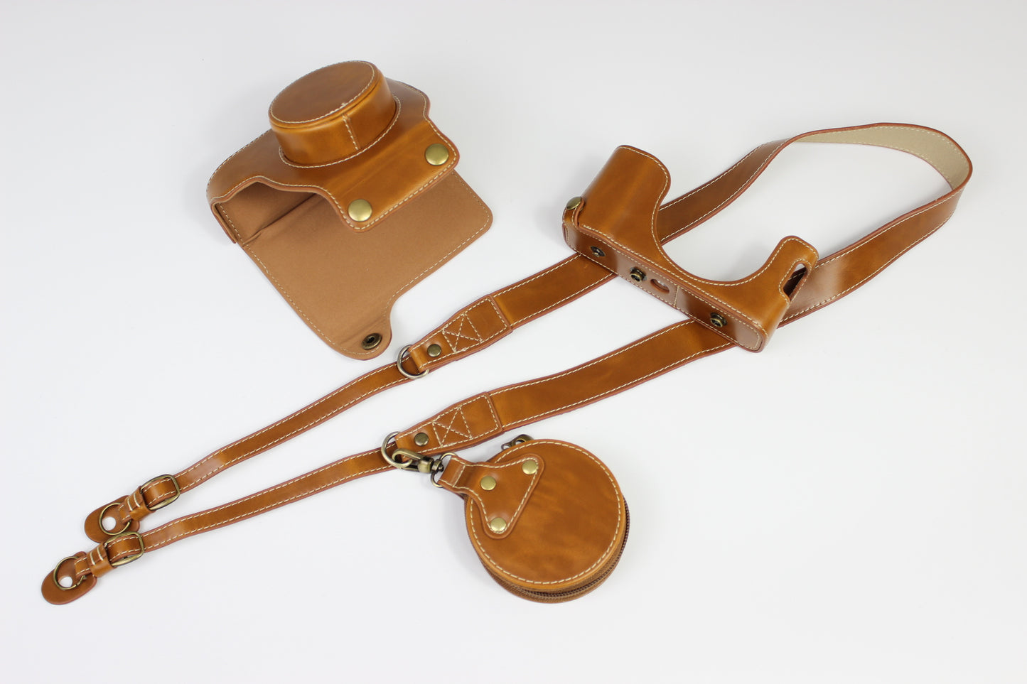 PU Leather Half Camera Case Bag Protector for Fujifilm Fuji X100V - Brown