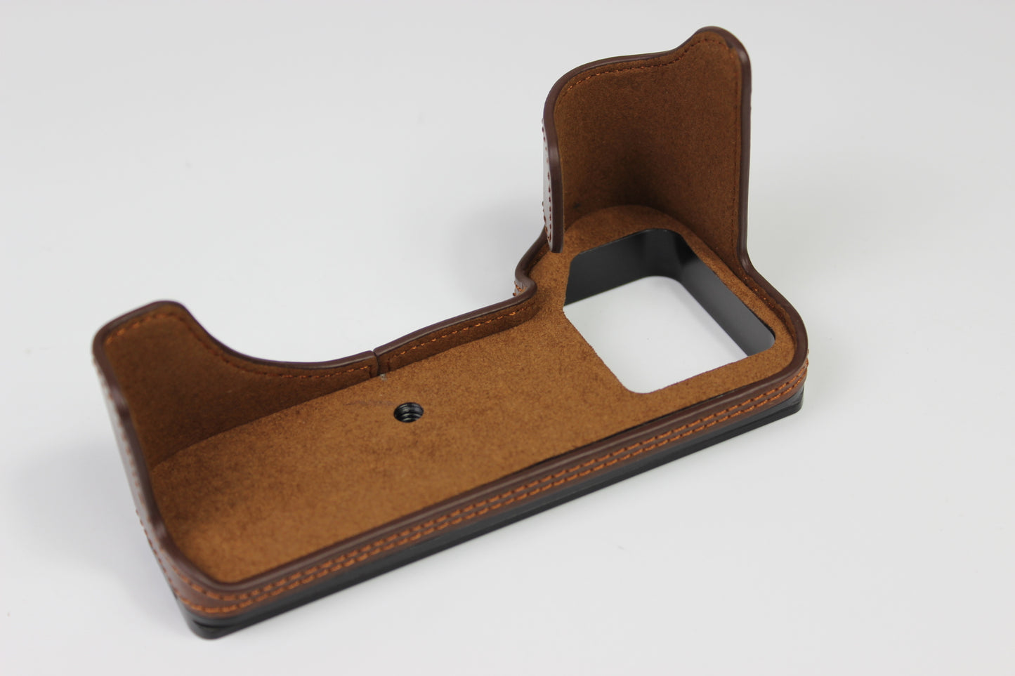 Genuine Leather Camera Half Case for Sony A7R4 / A9 II - Coffee
