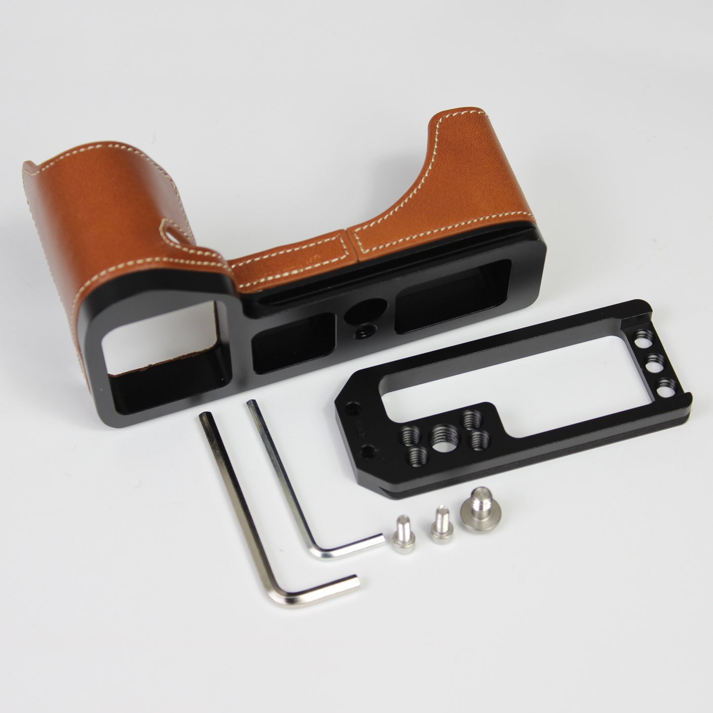 Genuine Leather Camera Half Case for Sony A7R4 / A9 II - Brown