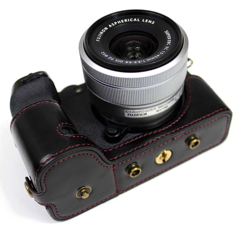 PU Leather Half Camera Case Cover for Fujifilm Fuji X-S10 - Black