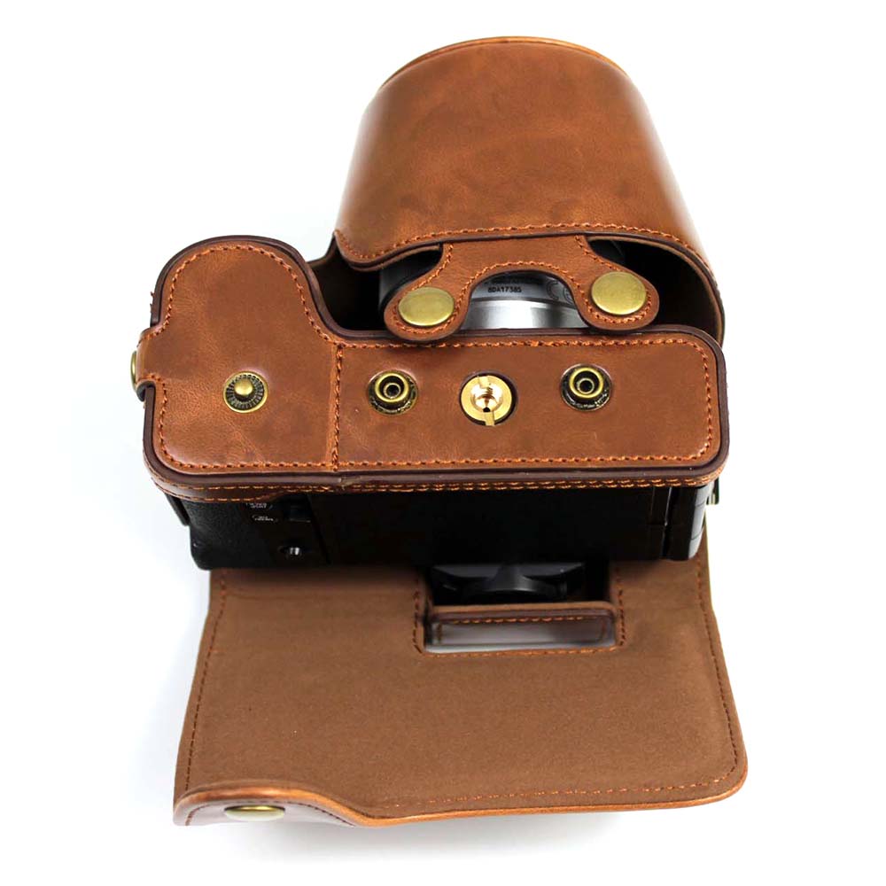 PU Leather Half Camera Case Cover for Fujifilm Fuji X-S10 - Coffee