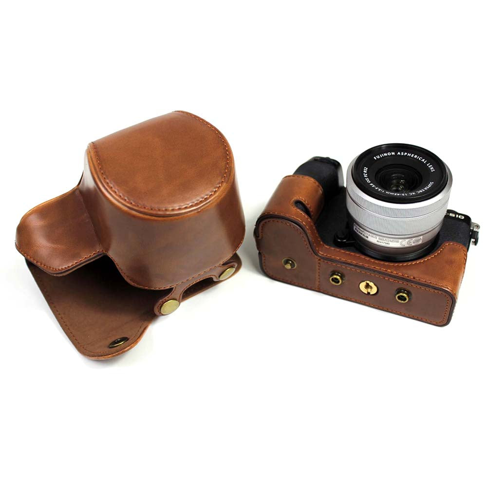 PU Leather Half Camera Case Cover for Fujifilm Fuji X-S10 - Coffee