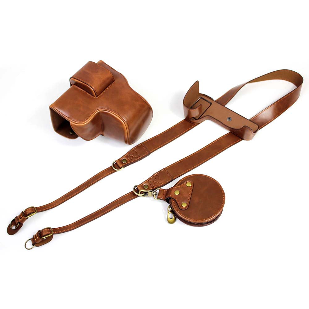 PU Leather Half Camera Case Cover for Fujifilm Fuji X-S10 - Coffee