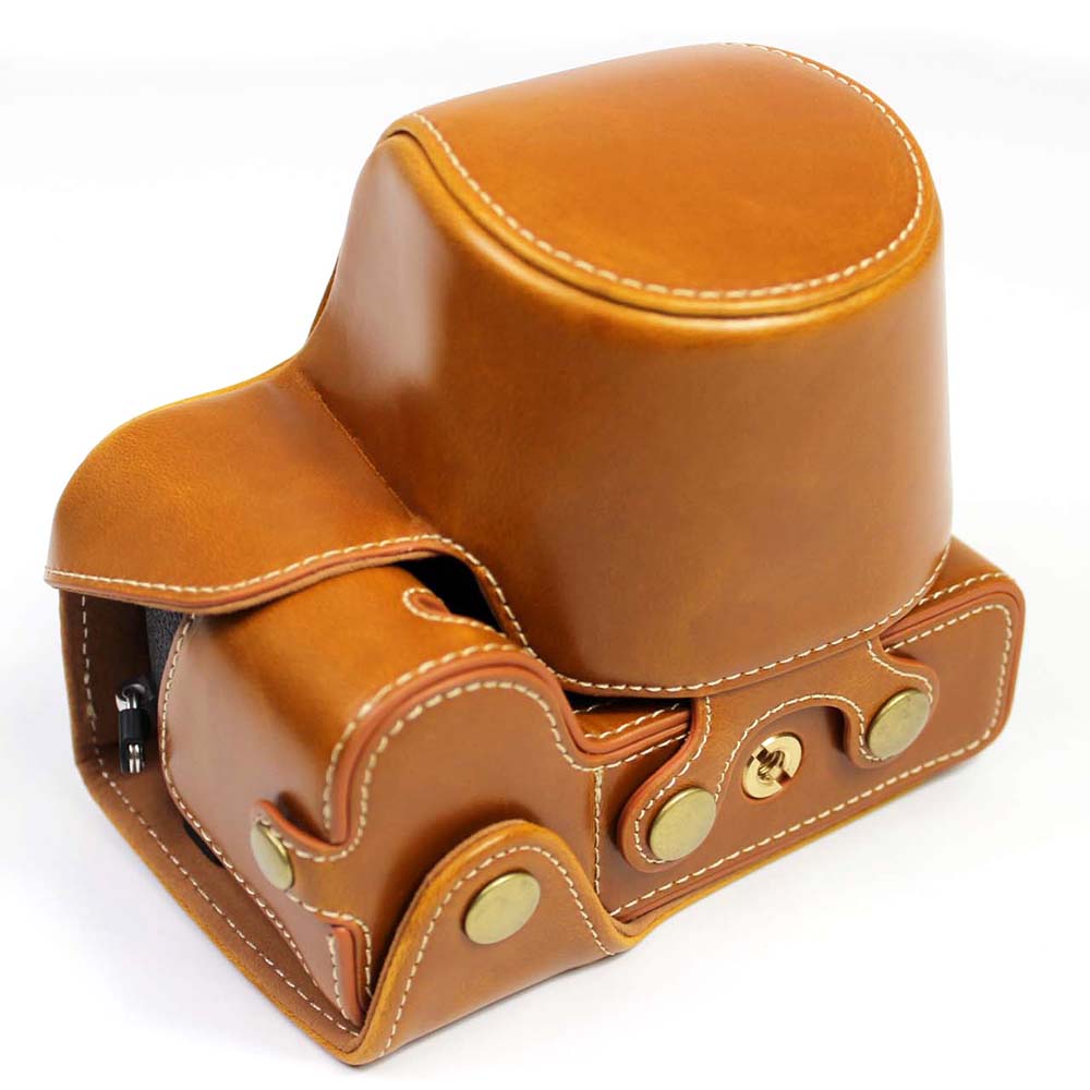 PU Leather Half Camera Case Cover for Fujifilm Fuji X-S10 - Brown
