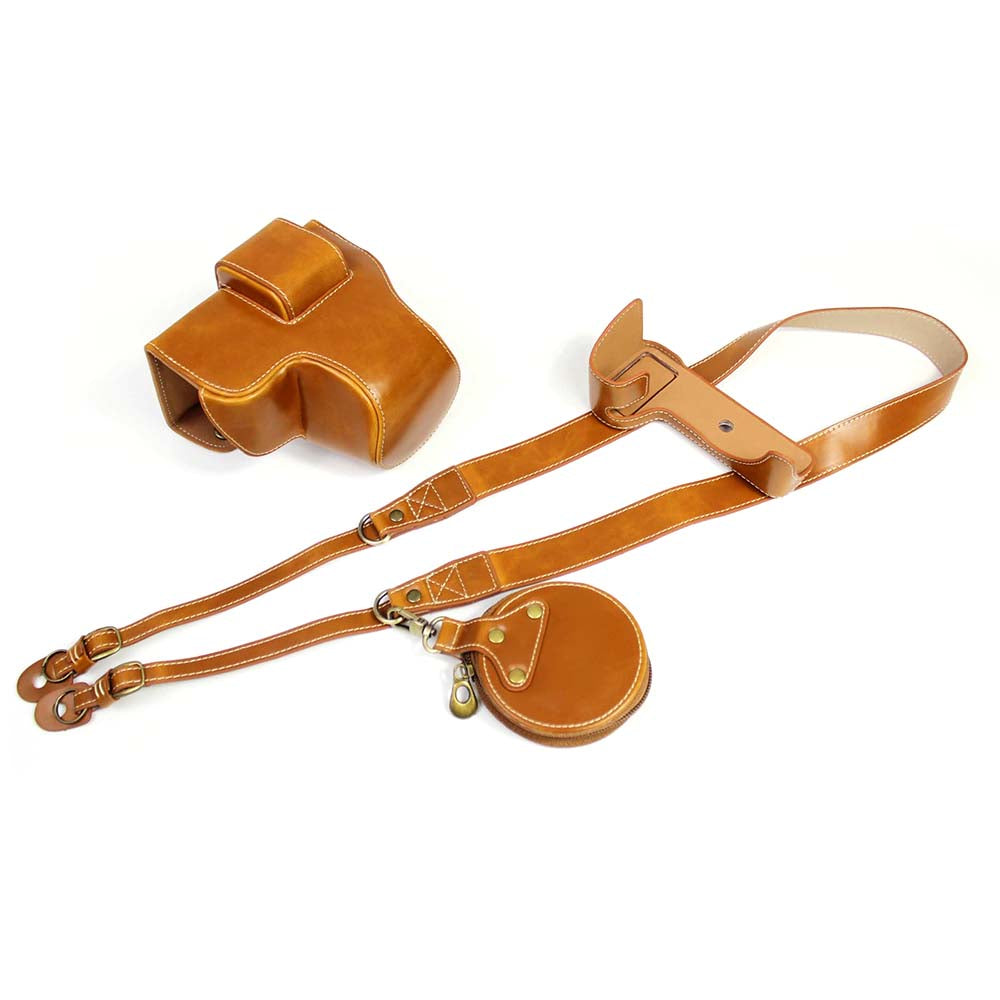 PU Leather Half Camera Case Cover for Fujifilm Fuji X-S10 - Brown