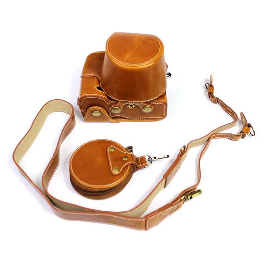 PU Leather Half Camera Case Cover for Sony A7C Camera - Brown