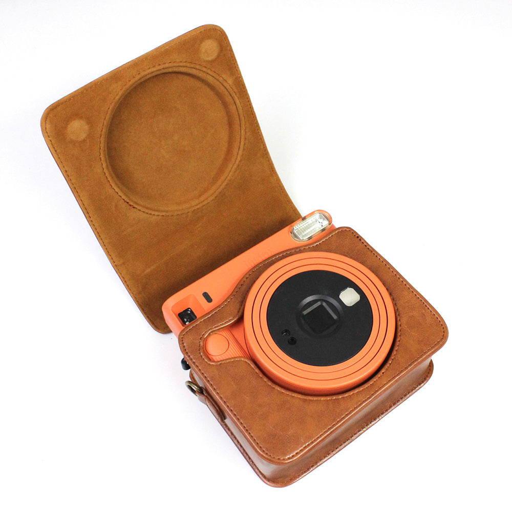 PU Leather Camera Case Cover for Instax Square SQ1 Camera Bag - Brown