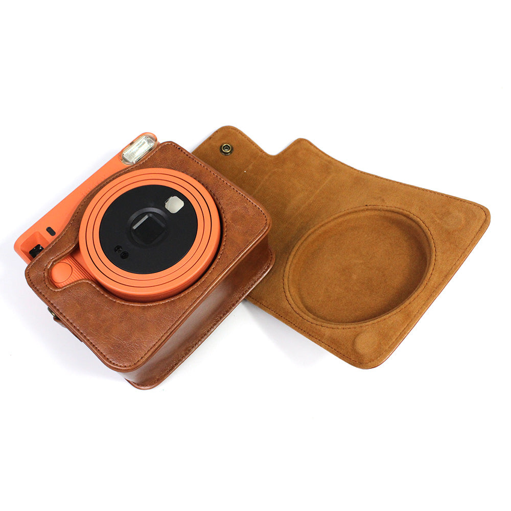 PU Leather Camera Case Cover for Instax Square SQ1 Camera Bag - Brown